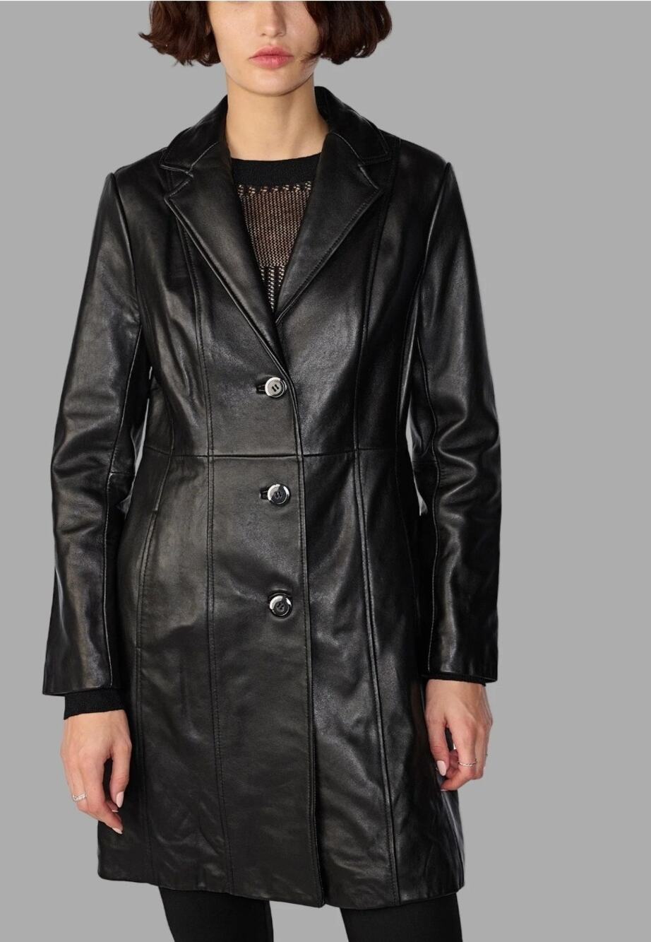 Sax leather factory made in Italy vintage Black Leather Coat Jacket